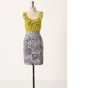Anthropologie Maeve Women's Dress 0 Seaside‎ Fields Skirt Ruffle Top Silk Sheath
